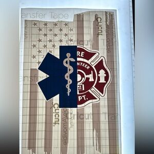 Fire Maltese and Ems star of life combination over a reflective flag Vinyl Decal